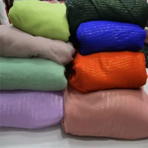 New Colors Silver Gold Line Yarn Crinkle Georgette Crepe Chiffon Lurex Silk Metallic Fabric for Women Men Scarf Garment