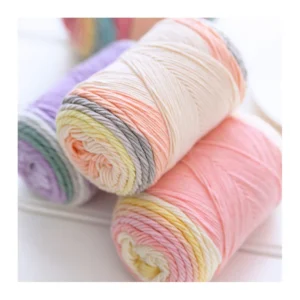 New Design OEM ODM Rainbow Dyeing 100G 2Mm Blended for Dolls Pillow Blanket Milk Cotton Yarn