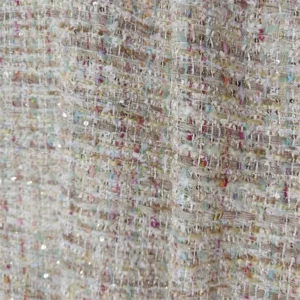 New Fancy Design Plaid Tweed Tricot Waterproof Twill Shiny Metallic Sequins Polyester Yarn Dyed Plain Women Clothing Suit