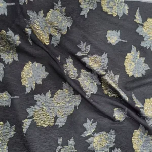 New Fashion Glitter Black White Gold Silver Metallic Tela Organza 100% Polyester Lurex Flower Brocade Wedding Sleepwear