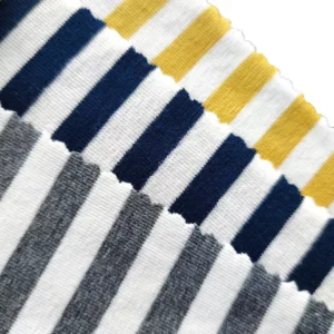 New Wide Stripe Stretch Eco-Friendly Outdoor Girls 100% Organic Cotton Custom Color Double Knit Rib Jersey Fabric