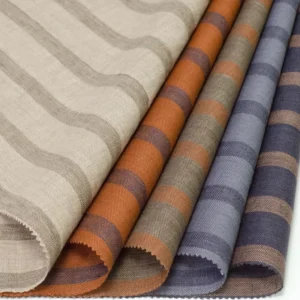 OEKO TEX 100 Certified Woven Organic 100% Striped Linen Fabric Yarn Dyed Striped Flax for Clothing Dress Shirts