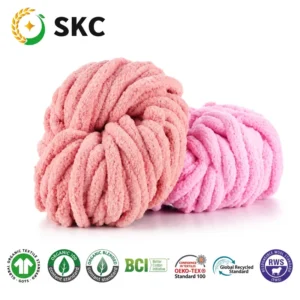 OEM ODM 100% Polyester Spun Chunky Chenille Yarn Dyed Soft Crochet Anti-Bacteria Eco-Friendly High Tenacity 7S OE Knitting