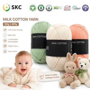OEM ODM High Strength 50g Raw Cotton Blended Yarn Anti Bacteria Super Soft for Hand Knitting Crochet Fancy Dyed Weaving