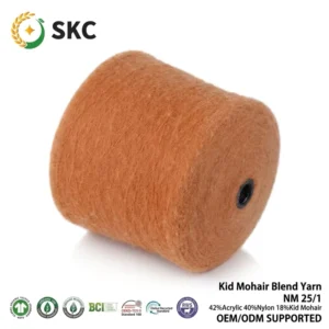 OEM/ODM NM25/1 Kid Mohair Blend Yarn 18% Kid Mohair Dyed Super Smooth Eco-Friendly High Tenacity Cone Yarn for High-end