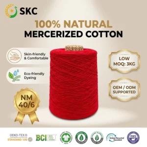 OEM ODM NM40 6 Mercerized Cotton Yarn 100% Cotton Anti Pilling Dyed Ring Spun Crochet Thread Hand Knitting SKC Brand 3KG MOQ