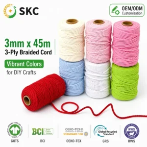 OEM ODM Natural Soft Recycled Raw Cotton Polyester Blended Yarn Eco Friendly Abrasion Resistant 3mm