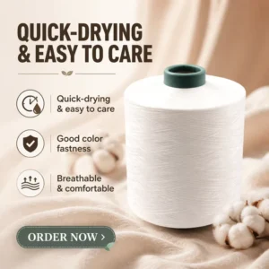 Odor Resistant Yarn 60/1 Full Dull Cotton Like Yarn Breathable High Color Fastness Anti UV Functional Yarn for Textile Weaving