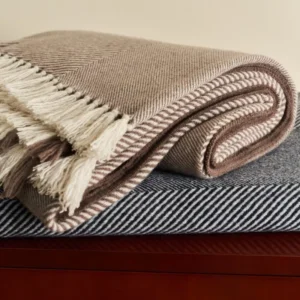 Organic 10% Cashmere 90% Lamb Wool Throw Blanket Herringbone Pattern for Bed Sofa Home Bedroom Living