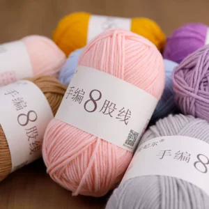 Organic Cotton DIY Knitting Scarf Shawl Crochet Chunky Hand Knitted Elf Hat with Long Carded Worsted Yarn Anti Bacteria 8PLY