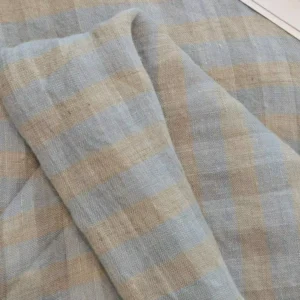 Organic Lightweight Woven Yarn Dyed Plaid 100% Linen Check Fabric 124GSM 138CM Non-toxic Soft Pure Linen Fabric for Clothing
