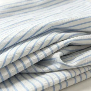 Organic Seersucker Check 100% Cotton Fabric with Woven 125GSM for Garment Use Dresses and Shirts