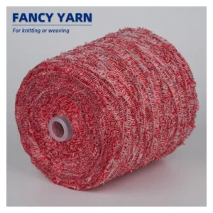 Ou Xing OX-046 Polyester Fluffy Feather Fancy Yarn in Red & White Colors for Knitting Weaving Crafts Decor 1000KG MOQ