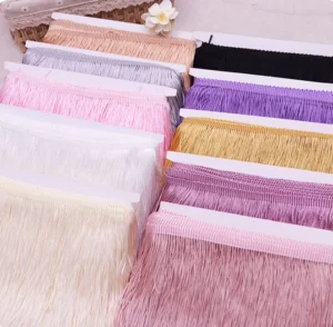 Over 15cm Silky Polyester Fabric Fringe Tassel Trim for Fashion Dress