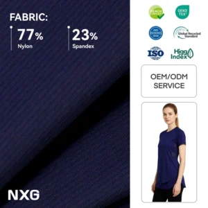 PFAS Free 77% Nylon 23% Spandex Running T Shirts Material Quick Dry Moisture Wicking 165GSM