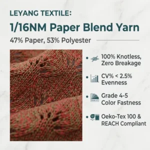 Paper Blended Spun Yarn 1/16NM Eco-friendly Lightweight Breathable Unique Paper Texture for Artistic Fashion Tops Creative Knit