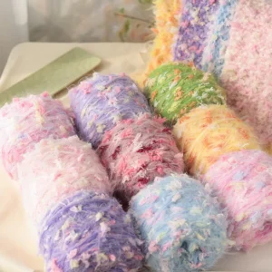 Pastel Color Fluffy Fancy Blended Knitting Yarn Hand Mixed Crochet Yarn for DIY Handmade Projects