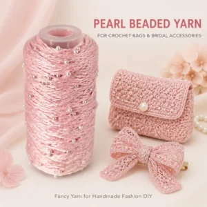 Pearl Bead Metallic Sparkle Fancy Crochet Yarn 100% Cotton Z Twist Premium Strong 3.8 Count Hand Knitting