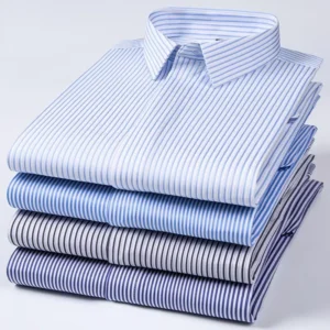 Plus Size ModaL Long sleeve Shirts for Men Slim Fit Casual Striped Breathable Spring Yarn Dyed Wrinkle Free Clothes