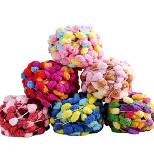Polyester 0.2NM/1 Soft Rainbow Space Section Dyed Fancy Velvet Pompom Yarn for Knitting Blanket Cushion 130g