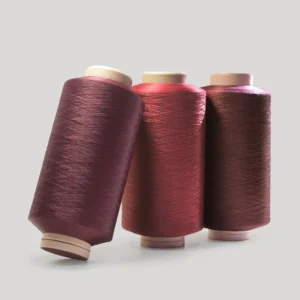 Polyester DTY Yarn 150D 96F Burgundy Red High Tenacity Dope Dyed Melange Yarn for Knitting and Weaving Fabric