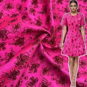 Polyester Elegant Metallic Flowers Design Jacquard Brocade Fabric for Women Formal Dress