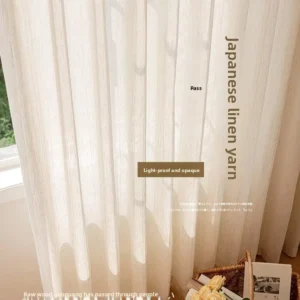 Polyester Japanese Style Wabi Sabi Sheer Curtain Hooks Eyelets Korean Pleats Semi shading for Bay Windows Balconies