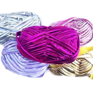 Polyester Magic Color Faux Leather Luster DIY Metallic T shirt Yarn for Crocheting Bags