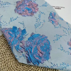 Polyester Metallic Flower Design Jacquard Brocade Fabric for Wedding Party Dress