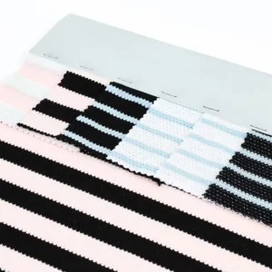 Polyester Spandex High Fancy Yarn Dyed Stripe Jacquard Knit Fabric for Garments