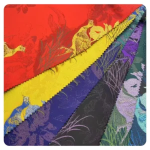 Polyester Woven Metallic Phoenix Design Jacquard Brocade Fabric for Women Formal Dress