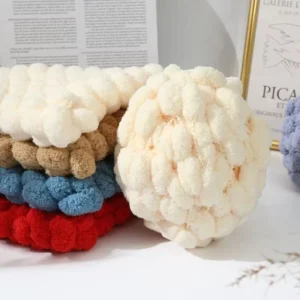 Pompom Yarn 130g Big Ball Soft Cotton Blend Anti Pilling Crochet Knitting Yarn for Bag Pillow Blanket 38 Colors Ready to Ship