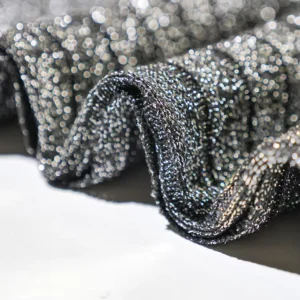 Popular Design Yarn Dyed Fashion Metallic Yarn 300 Gsm Stretch Polyester Knitted Rib Fabric