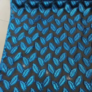 Popular Metallic Yarn Leaves Design Jacquard Brocade Fabric for Women Stage Dress
