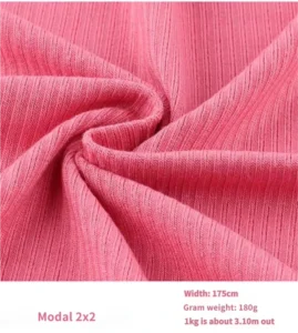 Premium 40S Modal 2×2 Rib Knit Fabric 180GSM Free Cut For Loungewear