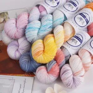 Premium Breathable Organic Cotton Blended Dyed 100g Ring Spun Fancy Yarn for Fashion Scarf Hat Hand Knitting Material