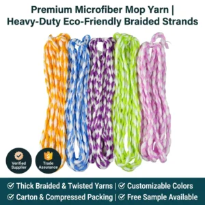 Premium Streak Free Twisted Microfiber Mop Yarn Lint Free Dty Polyester Strand Yarn for Heavy Duty Commercial Mop