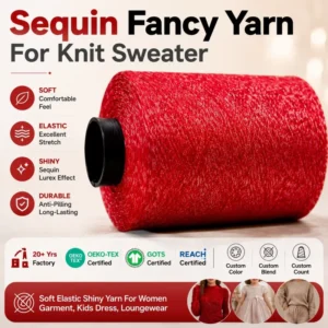 Prices Sparkle Glow 28S 2 Ring Spun Viscose Polyester Nylon Blended Yarns Silver Silk Metallic Fancy Yarn with Sequin