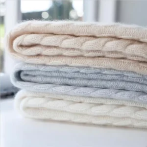 Pure Long Staple Mongolian Cashmere 7GG Chunky Cable Knit Baby Blanket