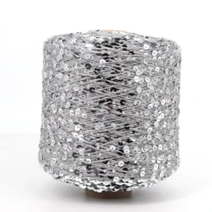 QG BEADSYARN Model Standard Quality Knitted Nylon Metal Polyester Sequin Yarn Dyed Reflective Fancy Yarn