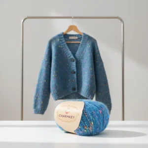 Rainbow Color Mohair Blended Yarn with Colorful Spots for Sweaters Hand Knitting and Crocheting