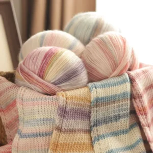 Rainbow Cotton Acrylic Yarn 100g 16S 220m OE Spun Anti-Pilling Super Soft-feeling Dyed Crochet Hand Knitting Sweater Hat Scarf