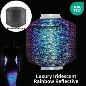 Rainbow Diamond Reflective Yarn Iridescent Multi-Color Reflective Thread for Flyknit Shoes & Streetwear