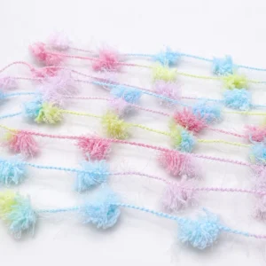 Rainbow Space Dyed Pompom Yarn Soft Polyester Bubble Yarn for Hand Knitting Crochet DIY Scarf Sweater Towel