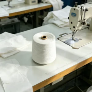 Recyclable 100% Polyester High Tenacity Spun White Yarn 32S Standard Twist for Sewing Thread and Socks