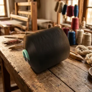 Recyclable Regenerated Polyester Heat Generating Spandex Covered FTY Elastic Core Spun Yarn Lace Ribbon Fabric for Sewing