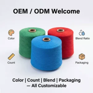 Recycled Cotton Polyester Blended Yarn for Sweater Hat Glove Sock Jumper Knitting NE 6S 24S Eco OE Yarn