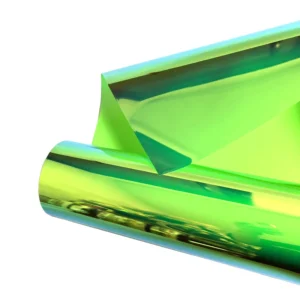 Recycled PET Double-sided Spangle Iridescent Film Fresh Green Rainbow Color 125-250mic Thickness for Metallic Yarn