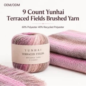 Ring Spun 9NM Eco Brushed Polyester Blended Yarn Recycled RPET Soft Fluffy Raw Yarn for Winter Knit Blanket Scarf