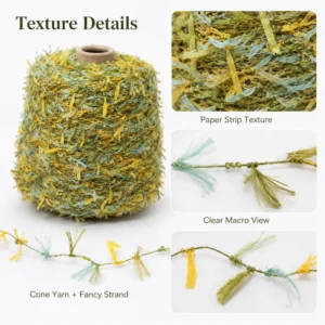Ring Spun Butterfly Paper Yarn Shiny Gradient 100% Polyester Fancy Fringe Yarn for Hand Knitting Crochet Scarf Hat Bag